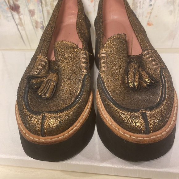 Vintage Sibyl Vane | Made in Argentina | Gold leather platform penny loafers - Picture 14 of 16
